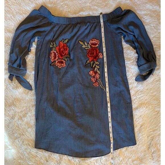 Moa Moa SZ M Woman’s Sexy Off The Shoulder Floral Embroidered Blouse/Top - Picture 7 of 11